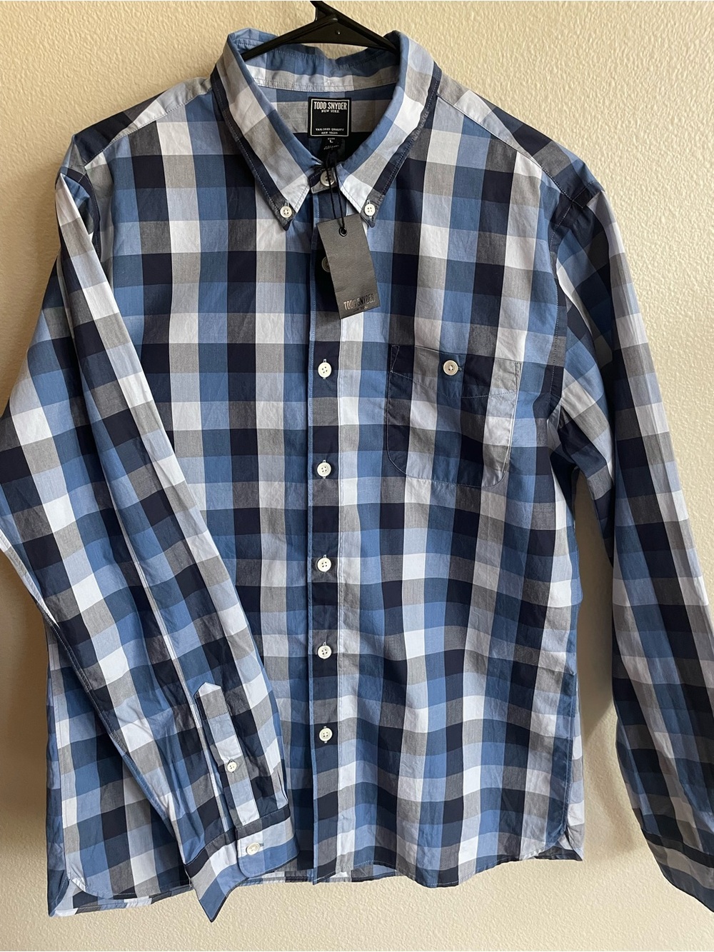 Todd Snyder Men's Blue Multi-Check Button-Down Shirt - Picture 4 of 16